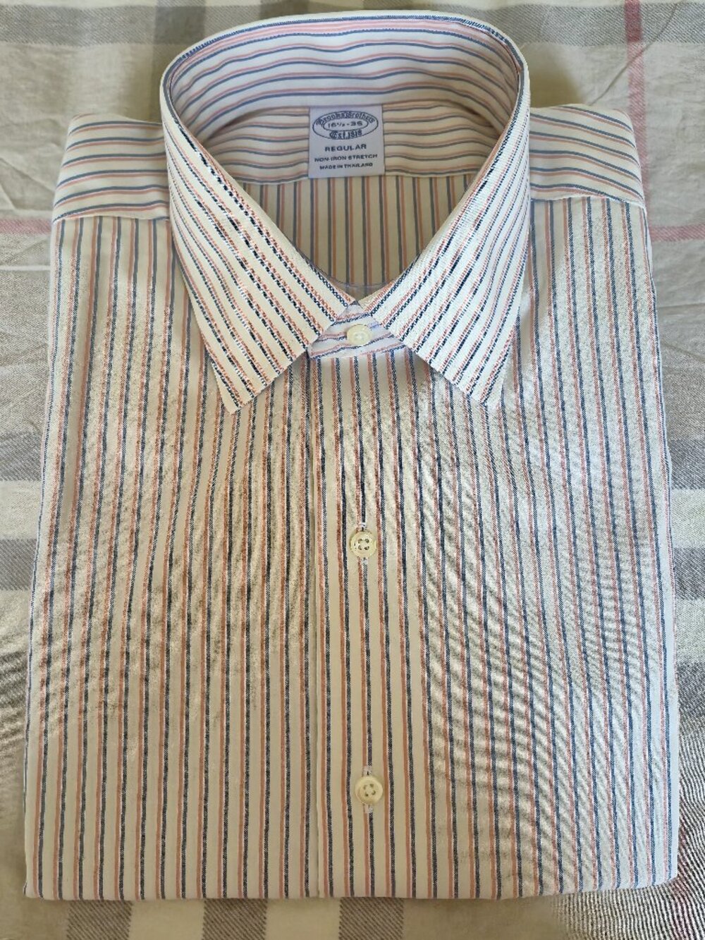 NWT Brooks Brothers Dress Shirt Non-Iron Stretch Supima Cotton Striped 16.5/35
